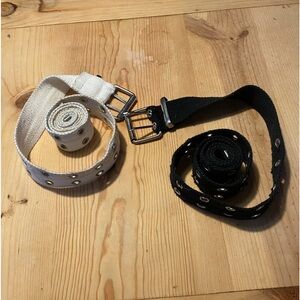 white and black industrial belt